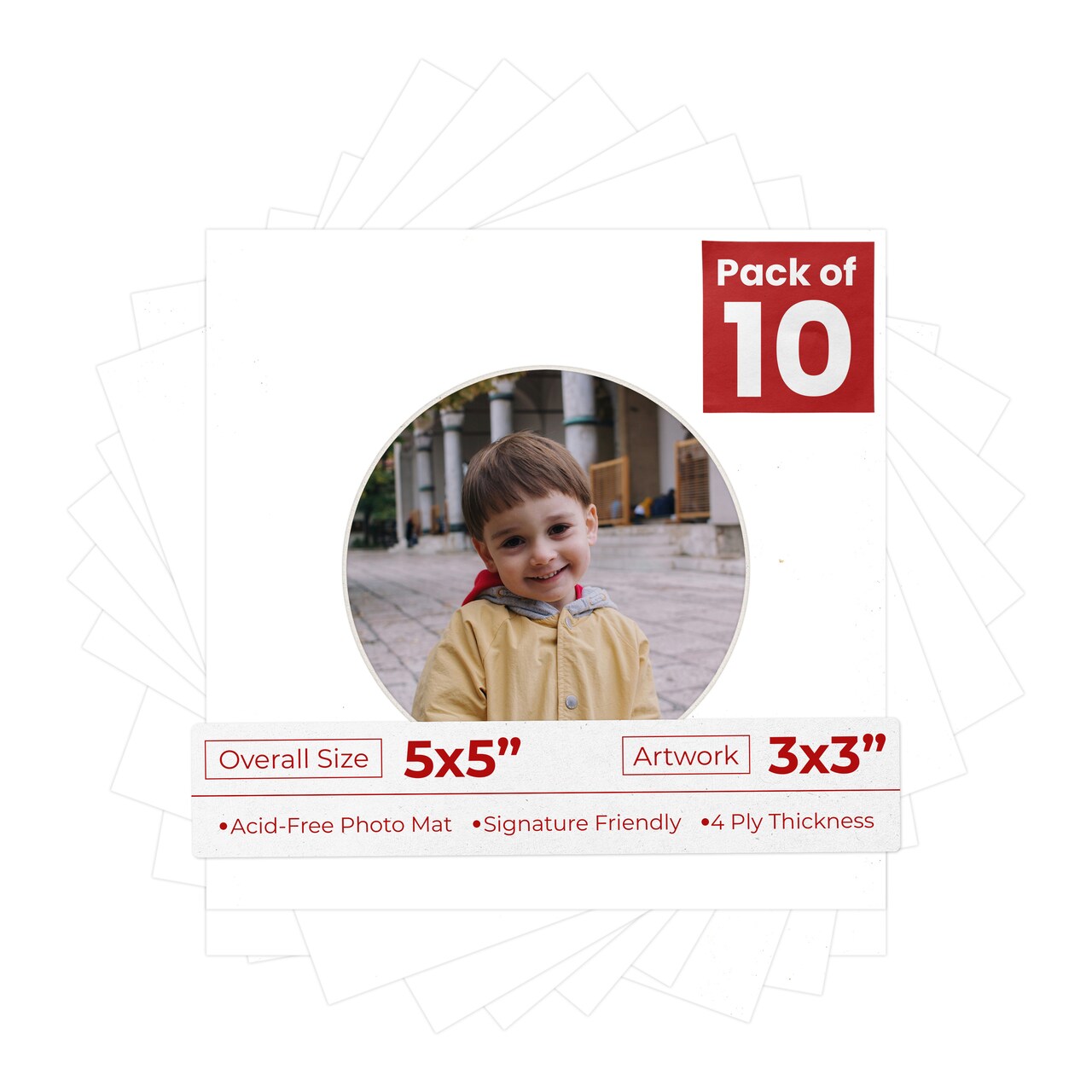 Golf Ball Texture Mat Board for 5x5 Inch Frames - Circle Opening for 3x3 Photos